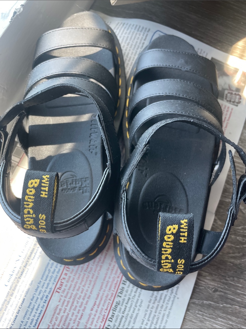 SOLD) Dr. Martens Black Sandal with Yellow Stitching - Picture 4 of 4